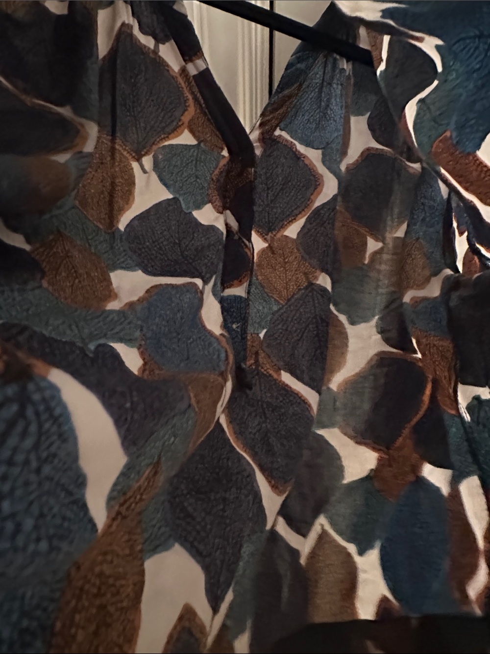 Masai Women's Navy, Teal & Brown Leaf-Print Button Tunic - Picture 7 of 12